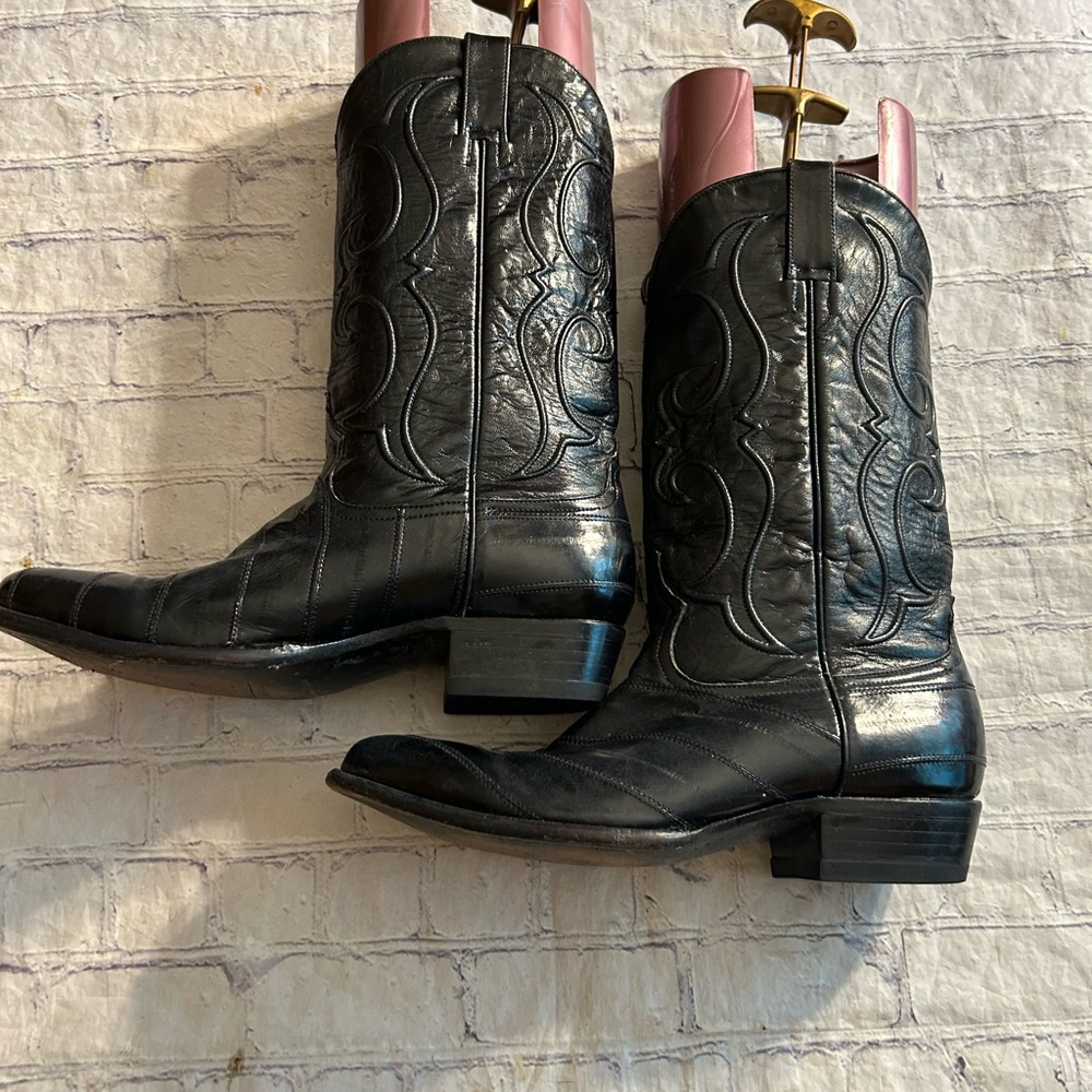 LOS ALTOS WESTERN COWBOY BLACK EEL SKIN BOOTS EXPORT ONLY MENS SIZE 9.5 EE